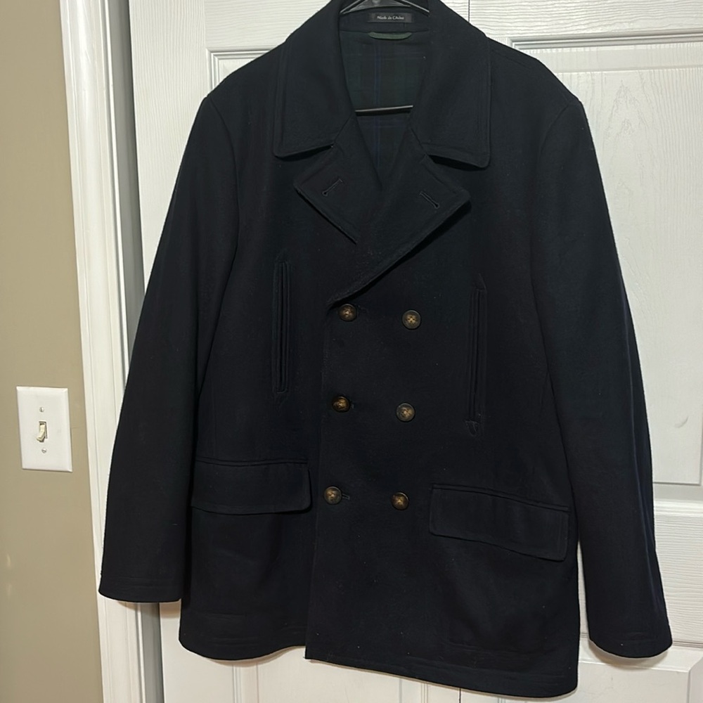 Lauren Ralph Lauren Men’s Navy Double-Breasted Peacoat, 42R